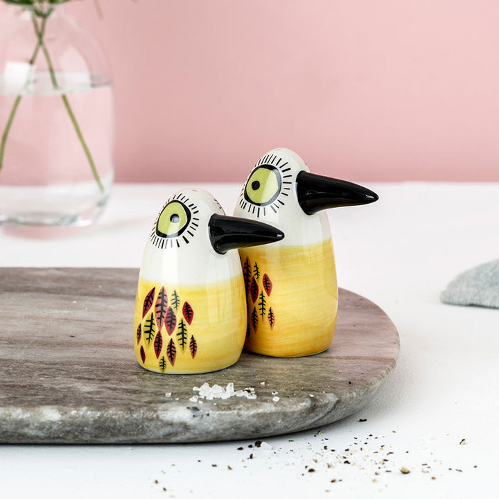 Handmade Ceramic Yellow Bird Salt and Pepper Shakers by Hannah Turner