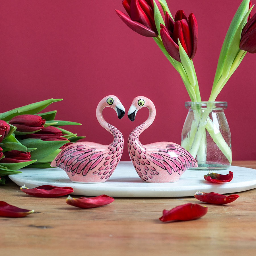Flamingo salt and pepper shakers