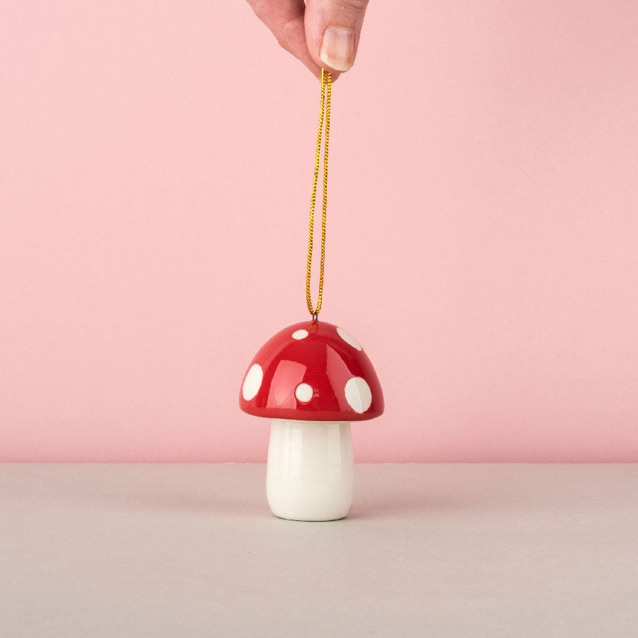 Hanging Toadstool Christmas Decoration by Hannah Turner