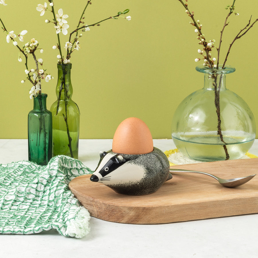 handmade badger egg cup, by Hannah Turner