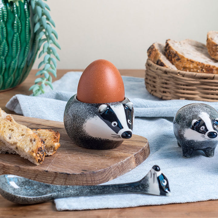 Handmade Ceramic Badger Egg Cup by Hannah Turner