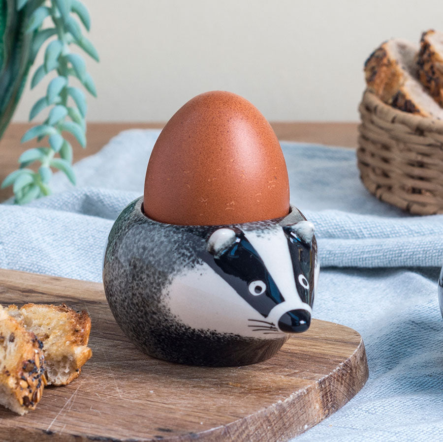 Handmade Ceramic Badger Egg Cup by Hannah Turner