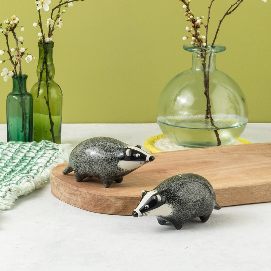 Handmade Ceramic Badger Salt and Pepper Shakers by Hannah Turner