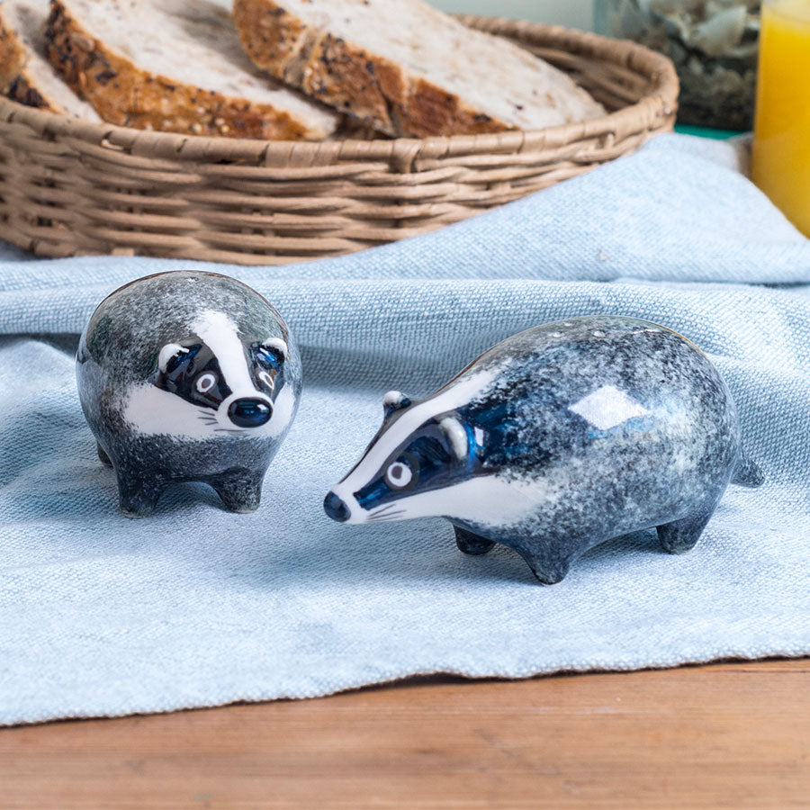 Handmade Ceramic Badger Salt and Pepper Shakers by Hannah Turner