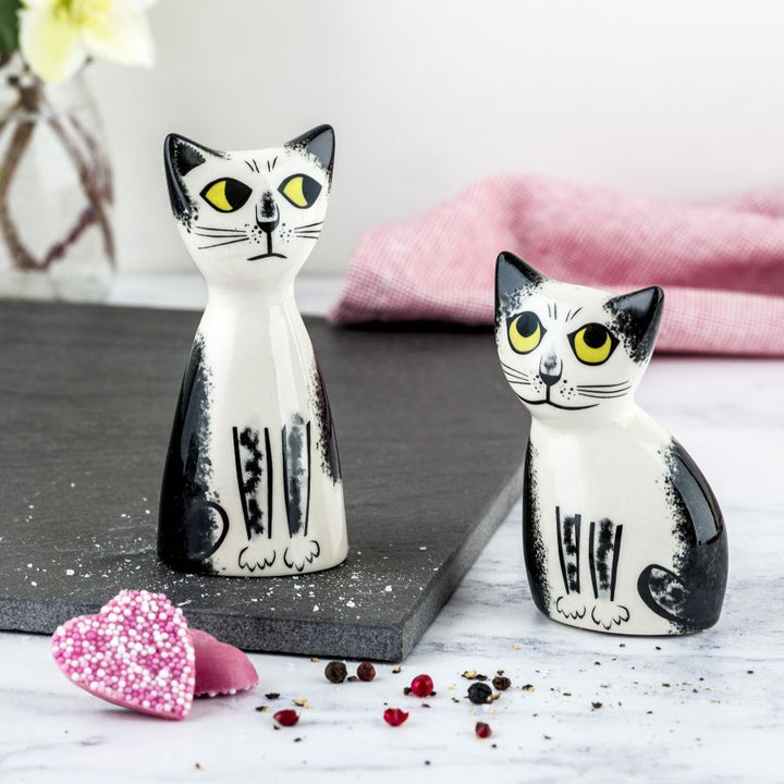 Black and White Cat Salt and Pepper Shakers