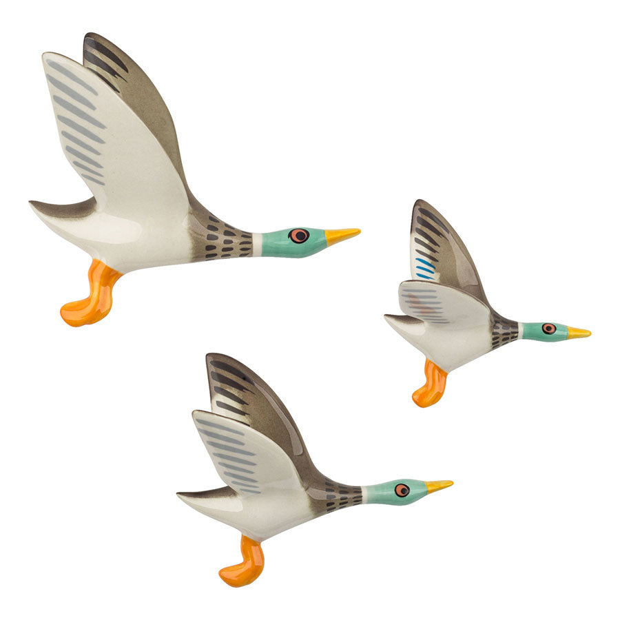 Three Flying Ducks Ceramic Wall Art