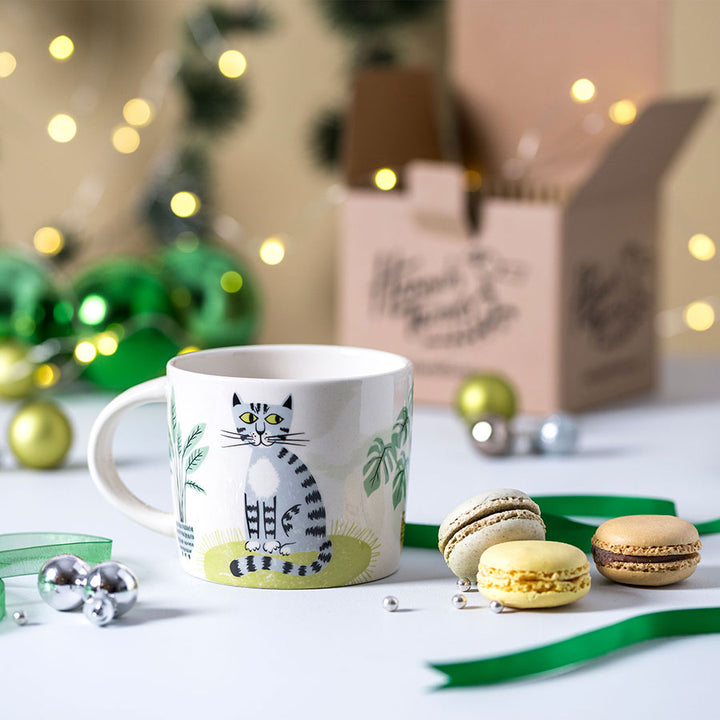 Handmade Ceramic Cat design mug by Hannah Turner, Grey Tabby Cat and Ginger Tabby Cat Mug