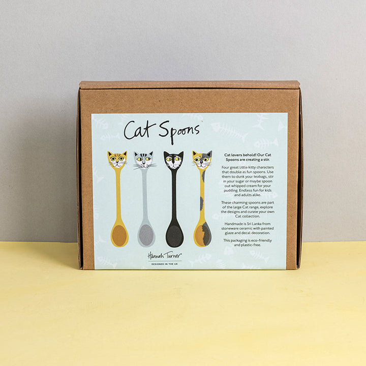 Box of Cat Spoons with illustrations on a light background
