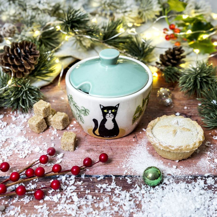 Handmade Ceramic Cat Sugar Bowl with Lid