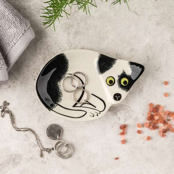 Handmade Ceramic Black and White Dog Trinket Dish | Hannah Turner