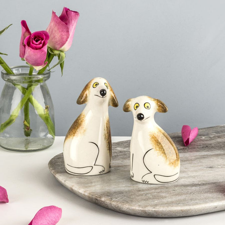 Handmade Ceramic Scruffy Dog Salt and Pepper Shakers