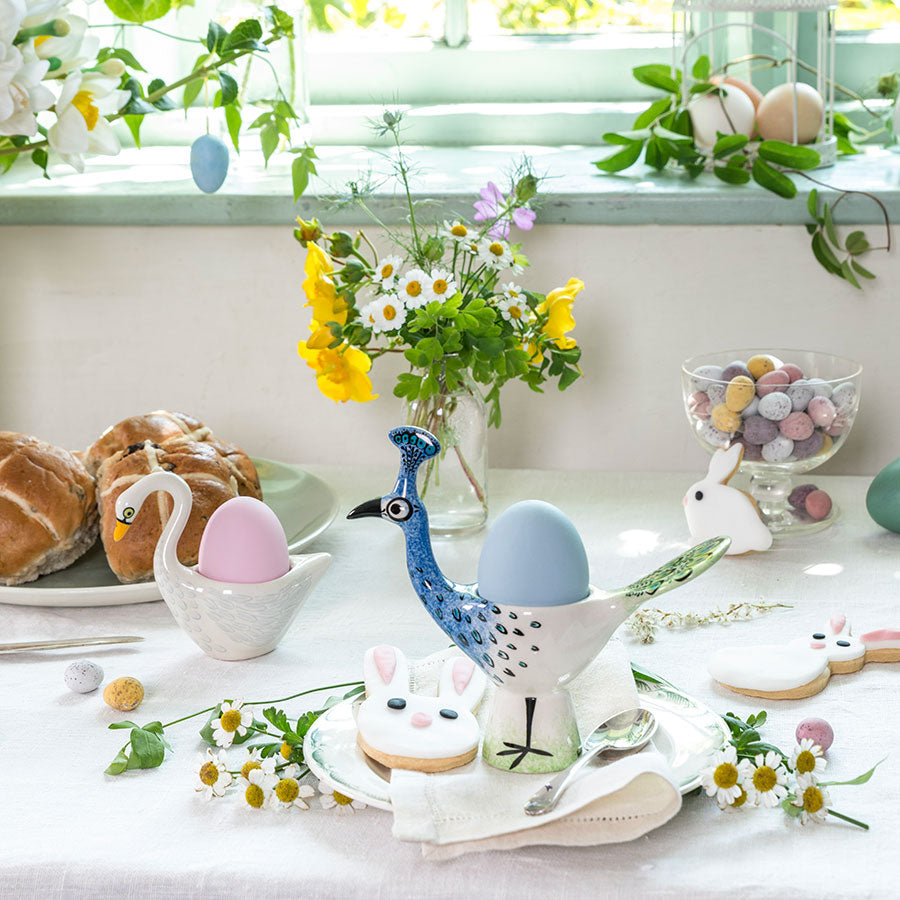 Handmade Ceramic Peacock Egg Cup by Hannah Turner