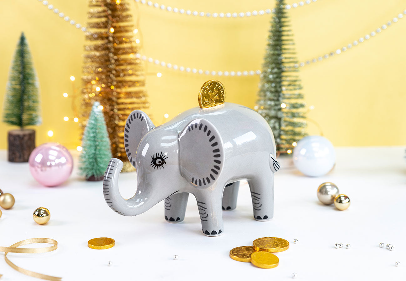 Handmade Ceramic Elephant Money Box by Hannah Turner, elephant gift