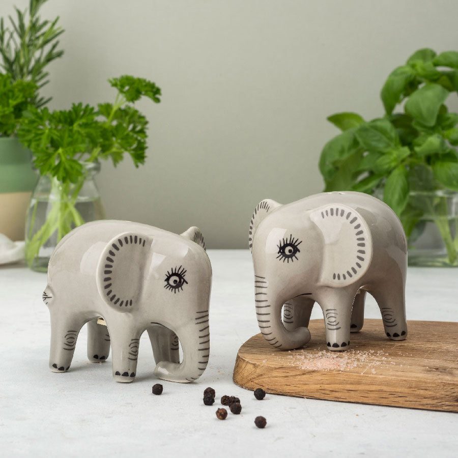 Handmade Ceramic Elephant Salt and Pepper Shakers by Hannah Turner