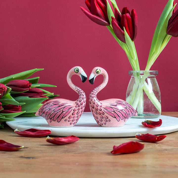 Handmade Ceramic Flamingo Salt and Pepper Shakers