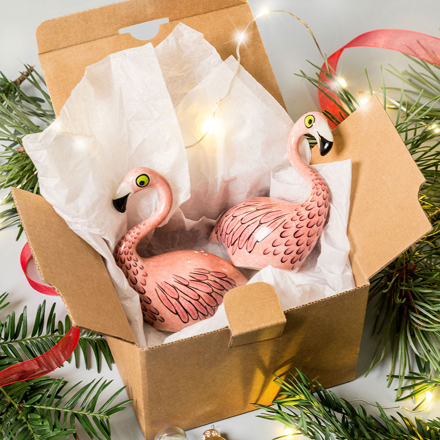 Handmade Ceramic Flamingo Salt and Pepper Shakers by Hannah Turner