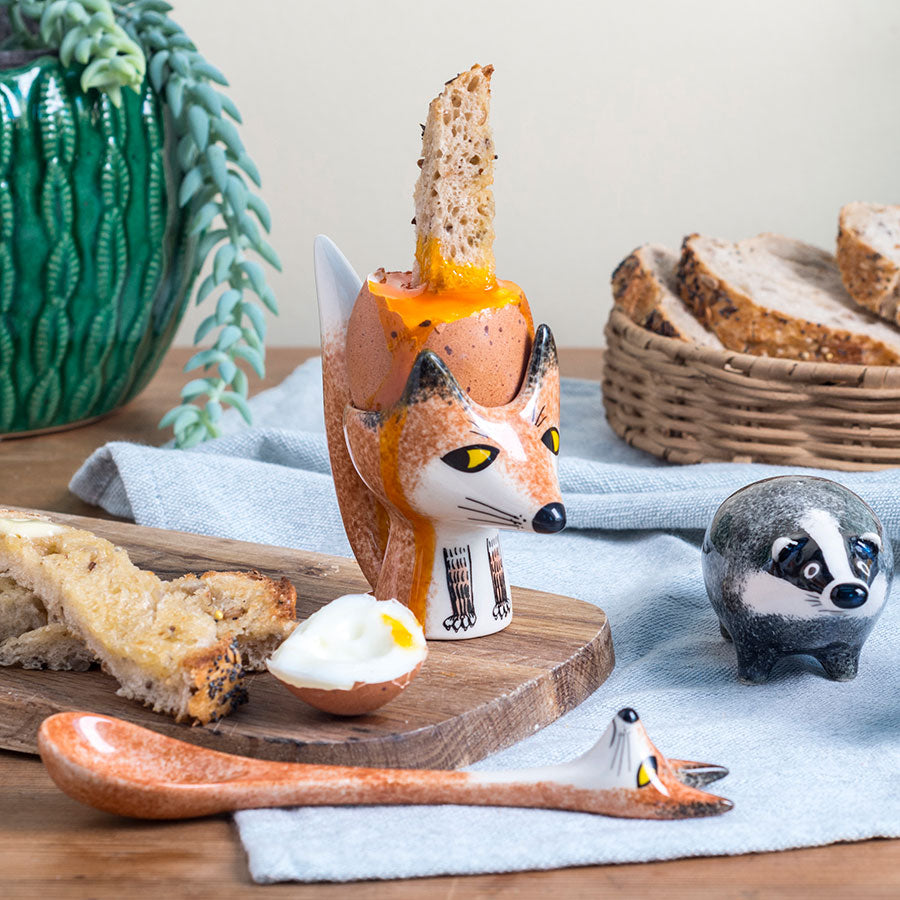 Handmade ceramic fox egg cup by Hannah Turner