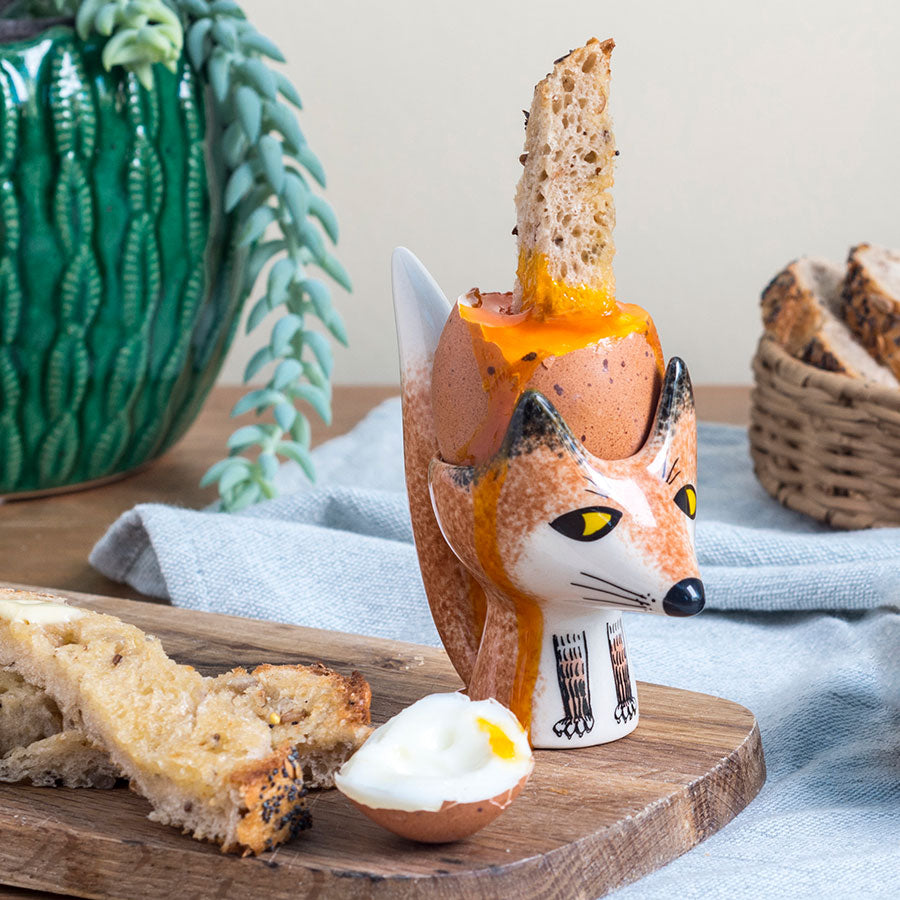 Handmade ceramic fox egg cup by Hannah Turner