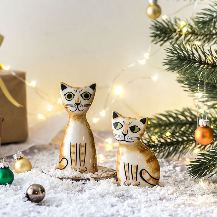 Handmade Ceramic Ginger Cat Salt and Pepper Shakers by Hannah Turner