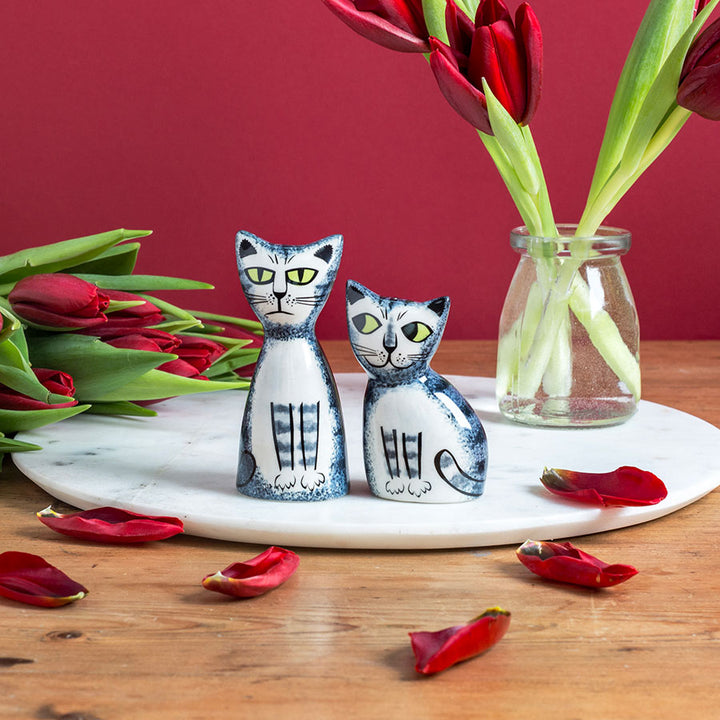 Grey Tabby Cat Salt and Pepper Shakers