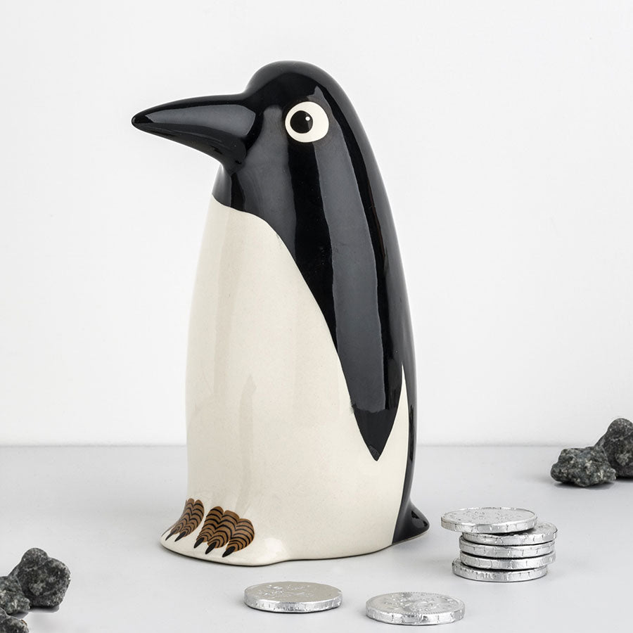Handmade Ceramic Penguin Money Box by Hannah Turner