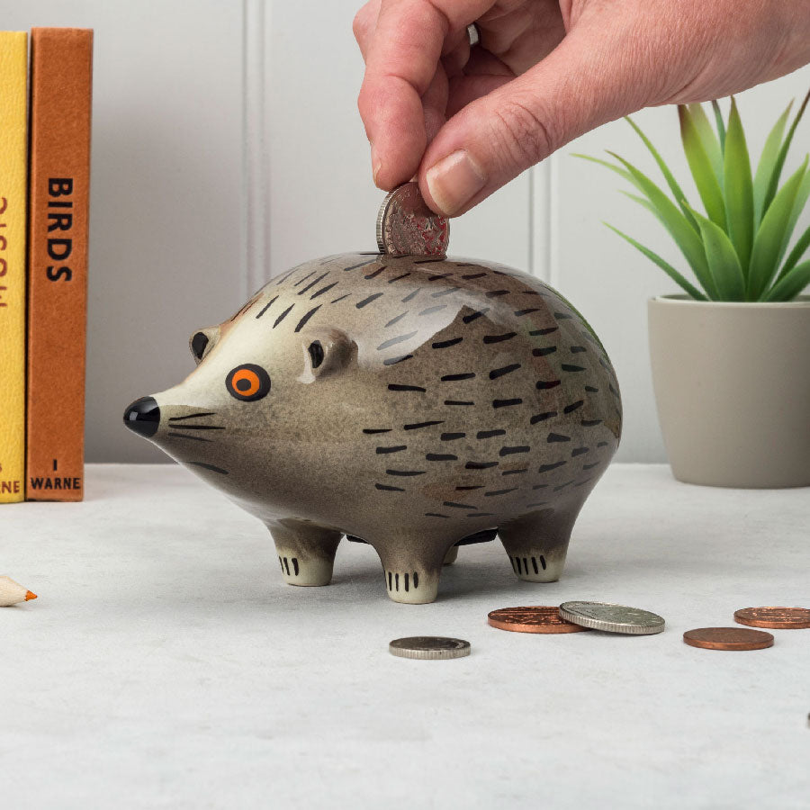 Handmade Ceramic Hedgehog Money Box by Hannah Turner