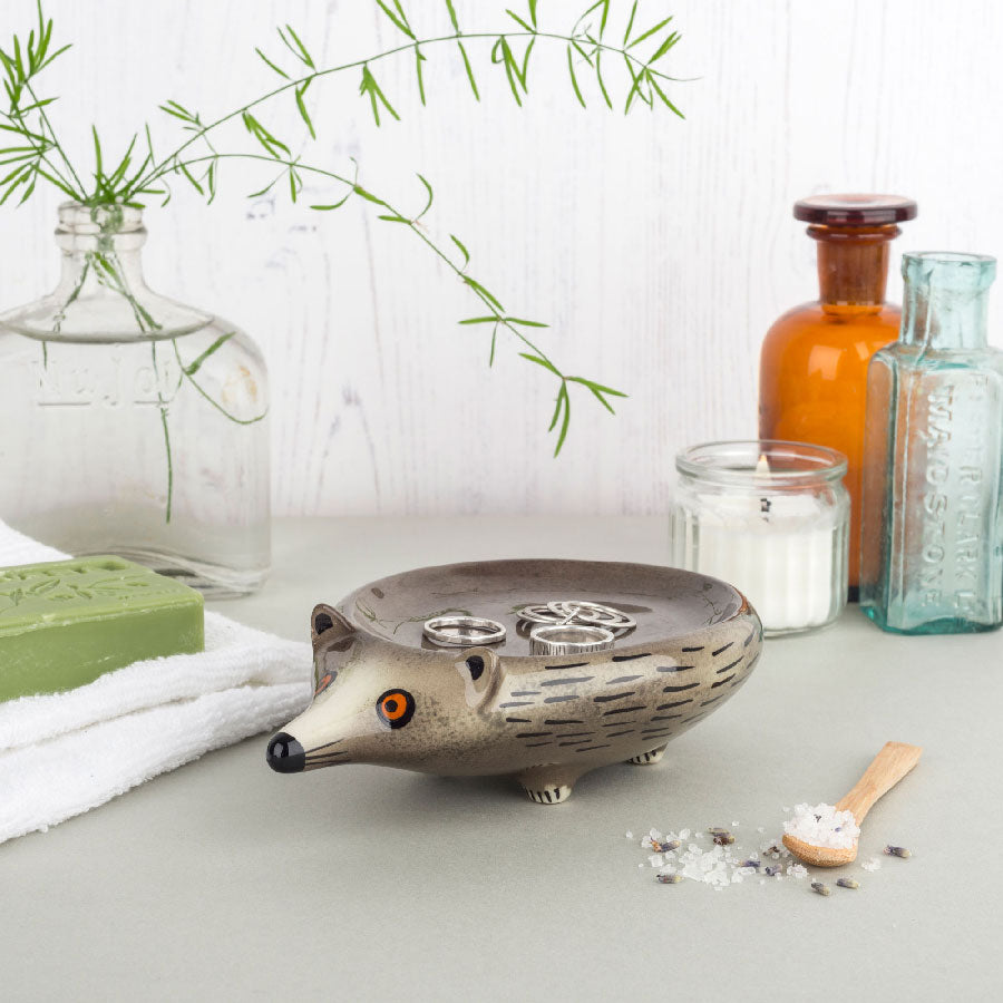 Handmade Ceramic Hedgehog Trinket Dish by Hannah Turner