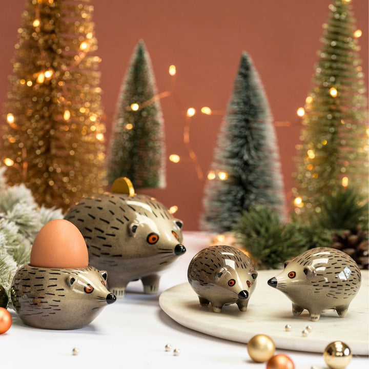 Handmade Ceramic Hedgehog Egg Cup, Money Box, Salt & Peppers by Hannah Turner
