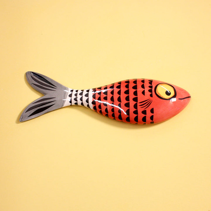 Fish Ceramic Wall Art - Rich Red