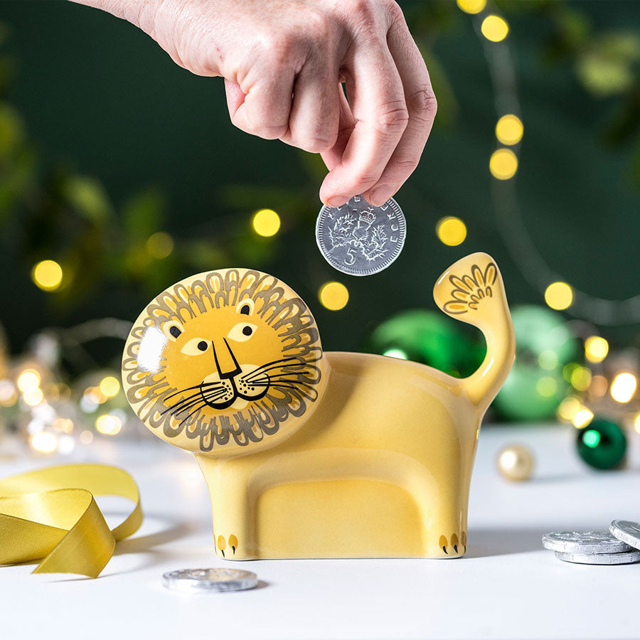 Handmade Ceramic Lion Money Box by Hannah Turner