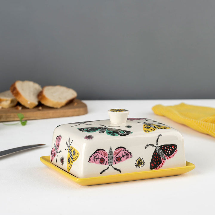 Handmade ceramic moth butter dish by Hannah Turner
