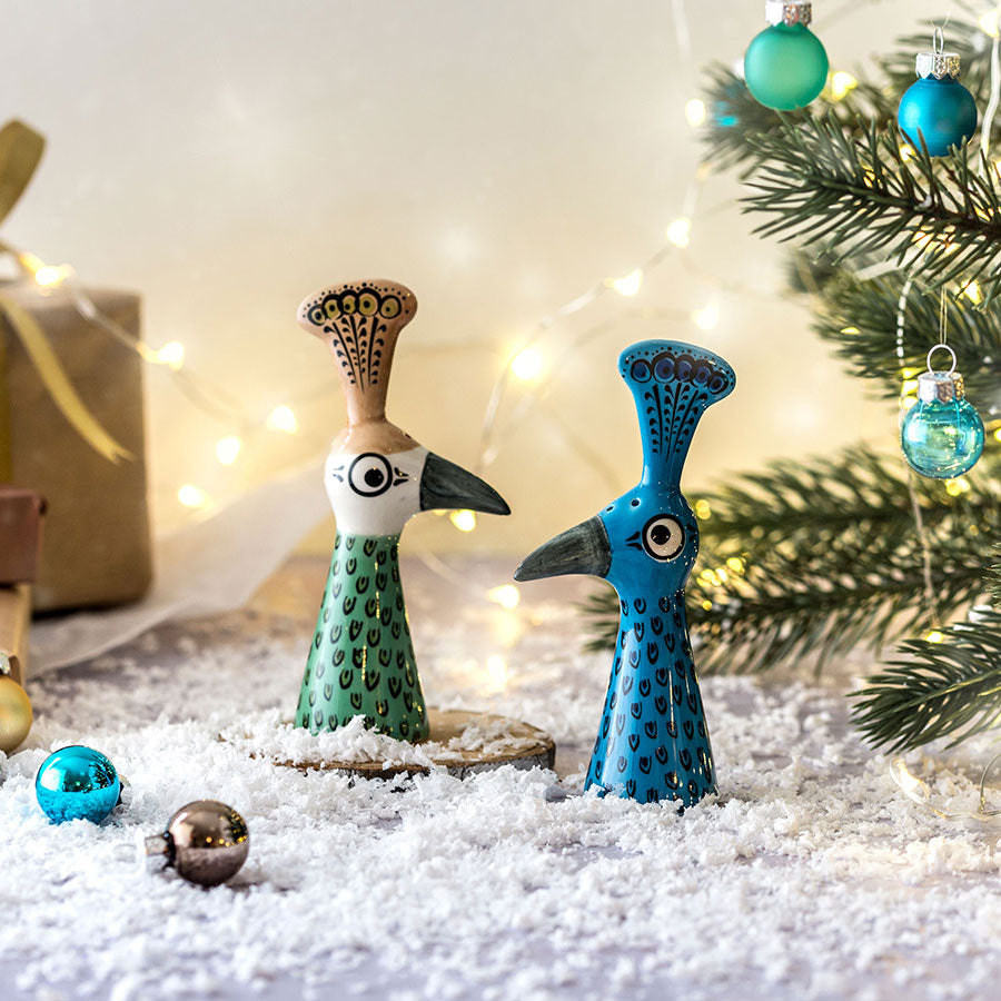 Handmade Ceramic Peacock Salt and Pepper Shakers by Hannah Turner