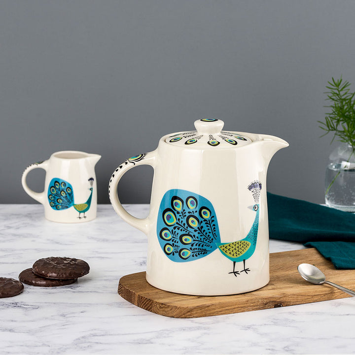 Handmade ceramic Peacock Teapot by Hannah Turner