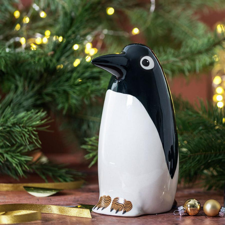 handmade ceramic penguin money box coin bank by Hannah Turner