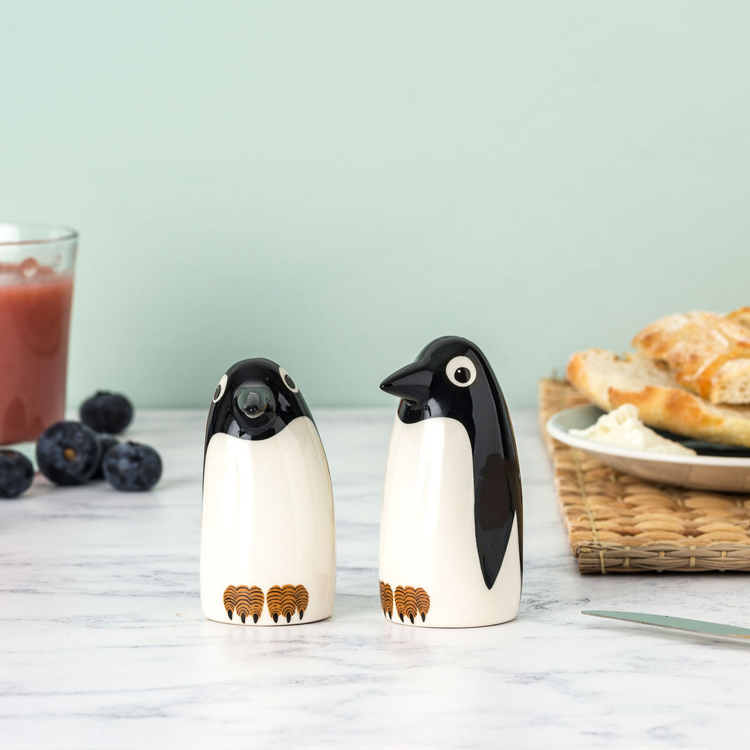 Handmade Ceramic Penguin Salt and Pepper Shakers by Hannah Turner
