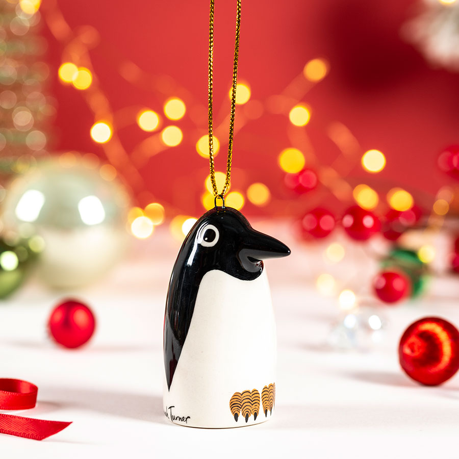 Handmade Ceramic Penguin Hanging Decoration by Hannah Turner