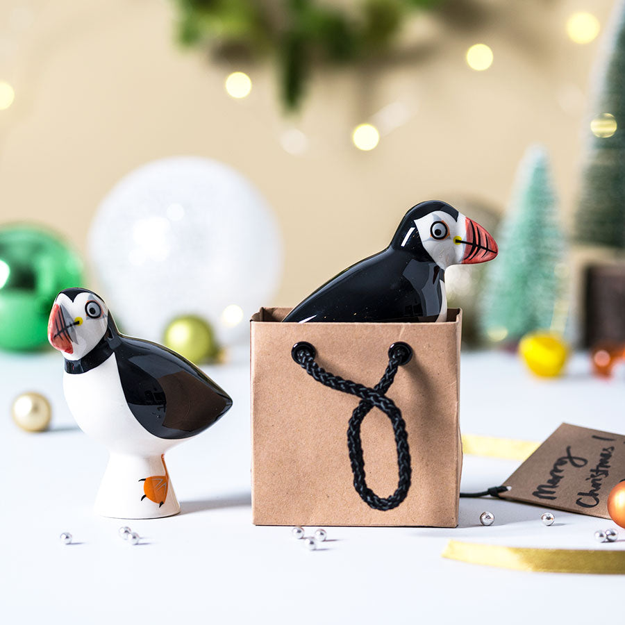 Handmade Ceramic Puffin Salt and Pepper Shakers by Hannah Turner 