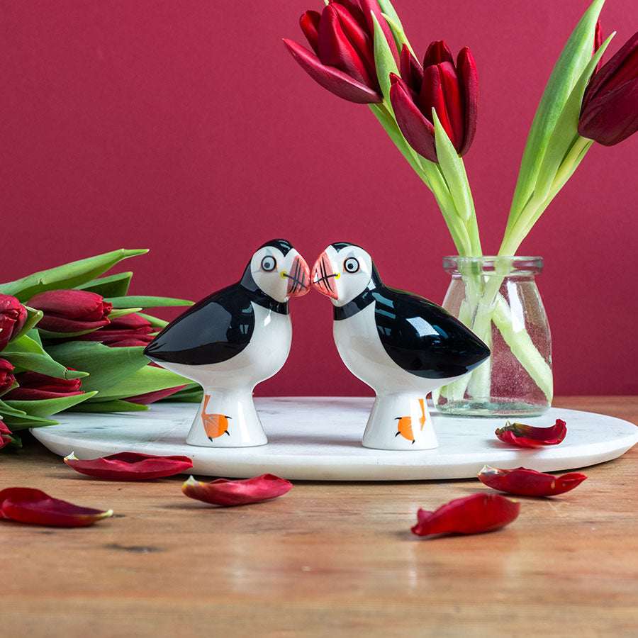 Handmade Ceramic Puffin Salt and Pepper Shakers