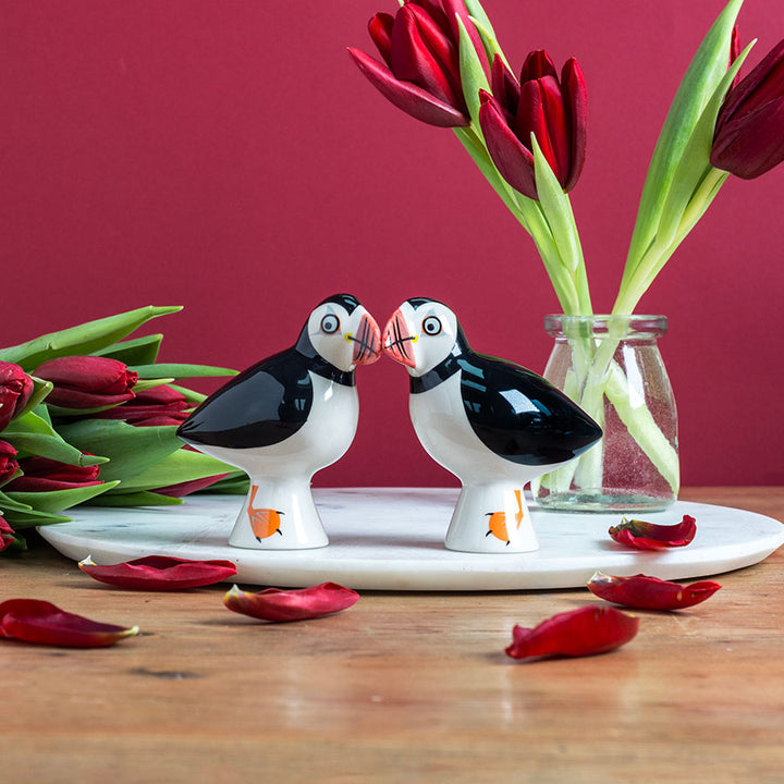 Handmade Ceramic Puffin Salt and Pepper Shakers