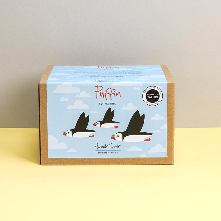 Three Flying Puffins Ceramic Wall Art