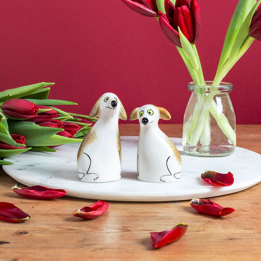 Scruffy dog salt and pepper shakers by Hannah Turner