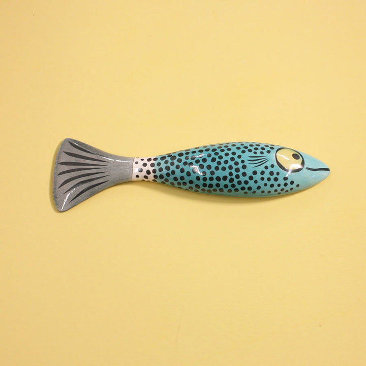 Slim Fish Ceramic Wall Art - Teal Blue