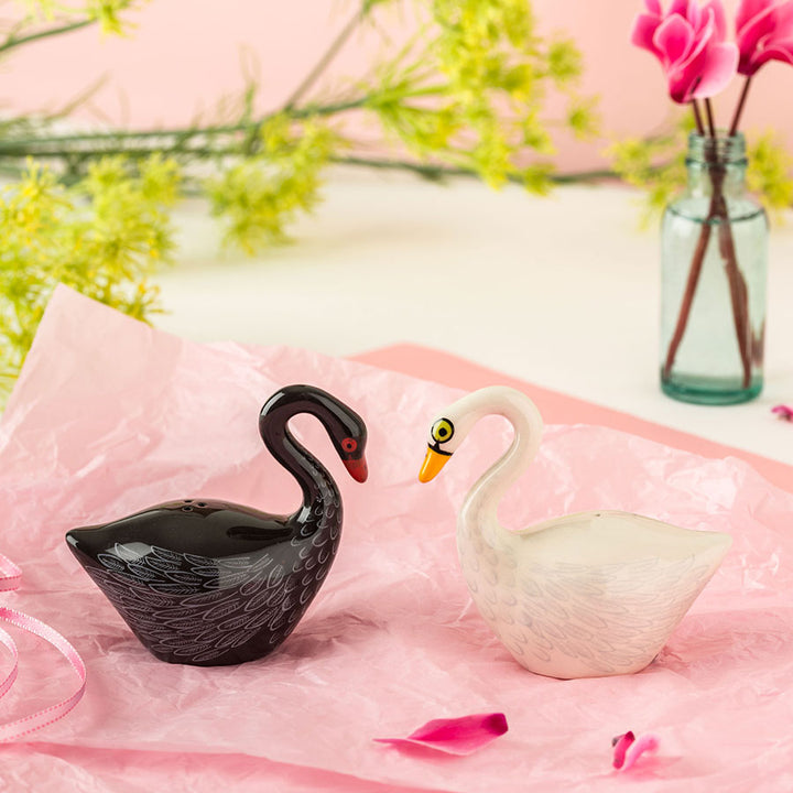 Handmade Ceramic Swan Salt and Pepper Shakers