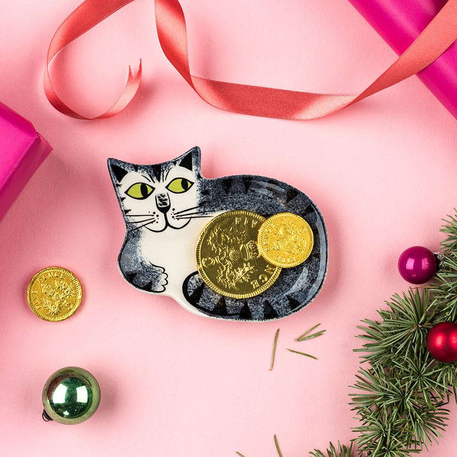 Grey Tabby Cat Trinket Dish
