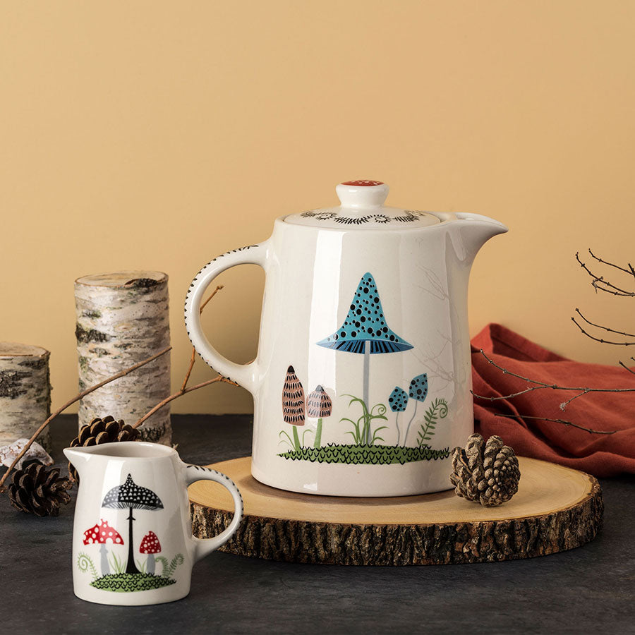 Handmade Ceramic Toadstool Teapot and Small Jug by Hannah Turner