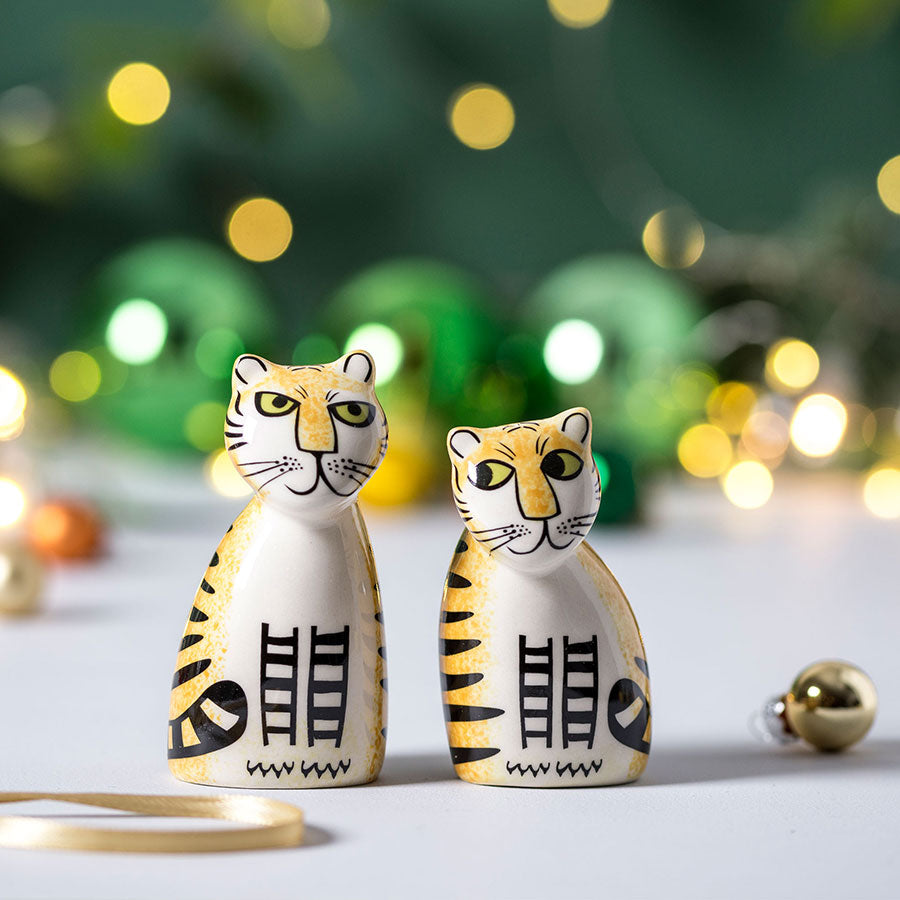 Handmade Ceramic Tiger Salt and Pepper Shakers by Hannah Turner