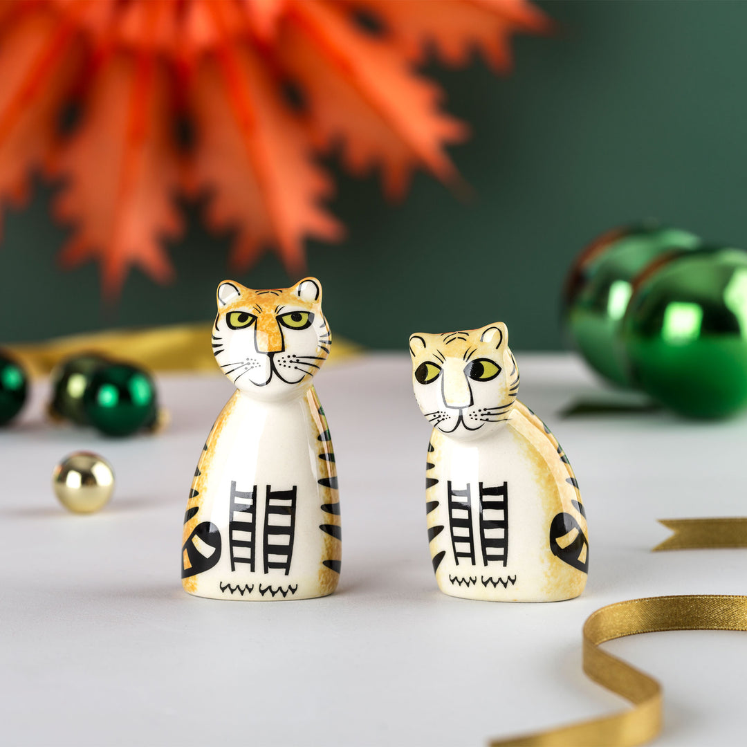 Handmade Ceramic Tiger Salt and Pepper Shakers by Hannah Turner