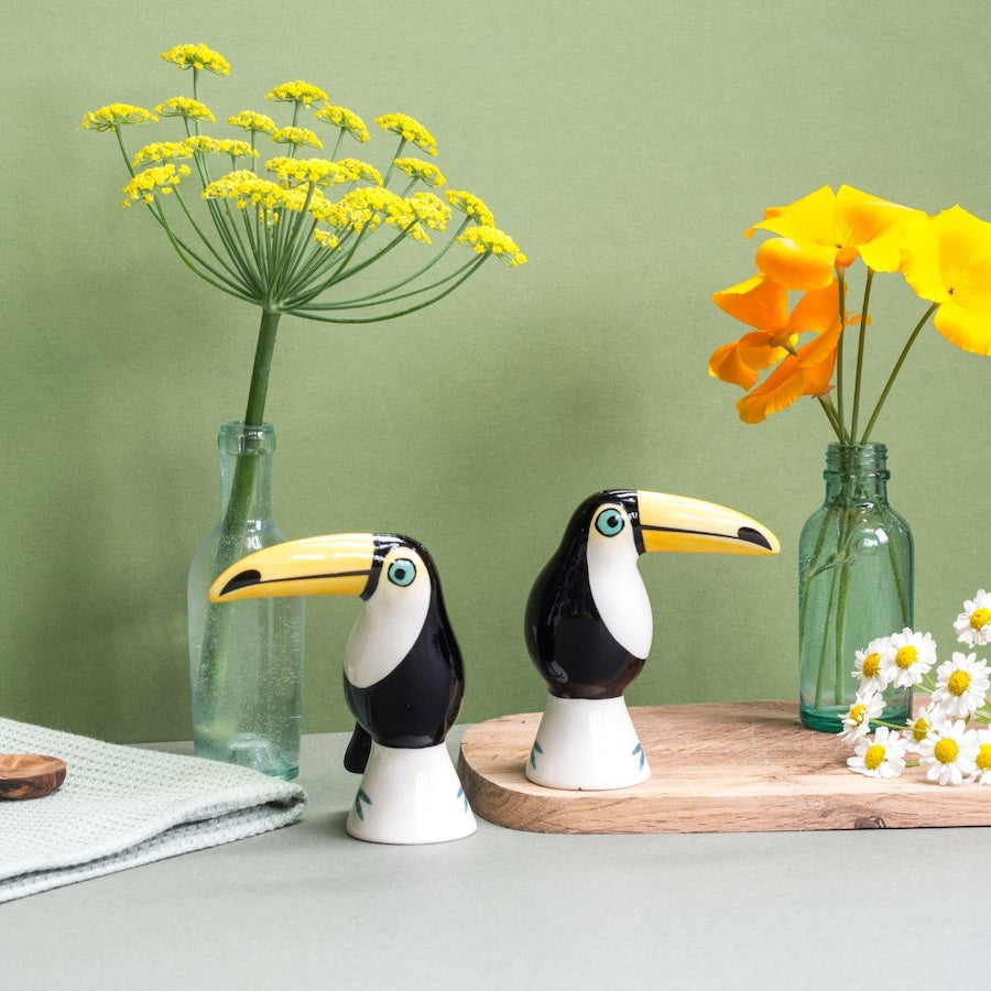 Handmade Ceramic Toucan Salt and Pepper Shakers by Hannah Turner