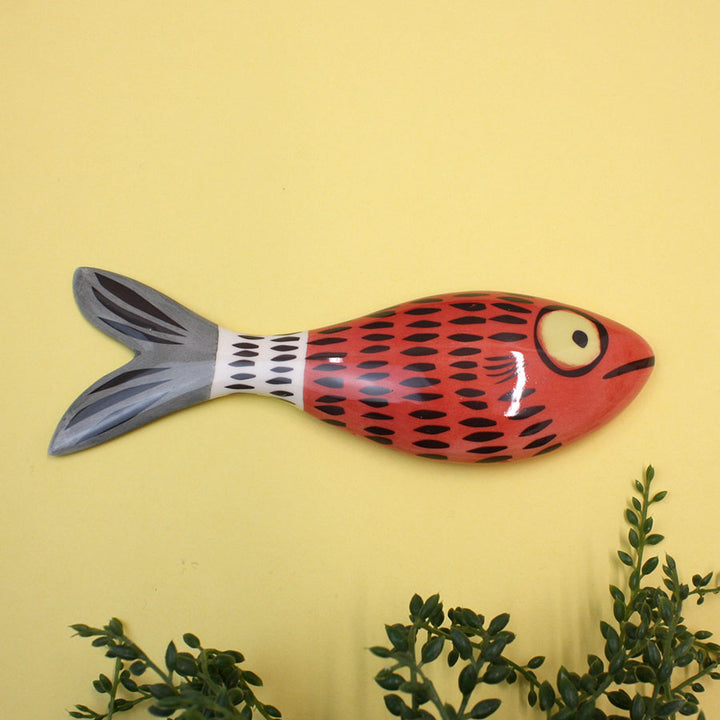 Fish Ceramic Wall Art - Rich Red