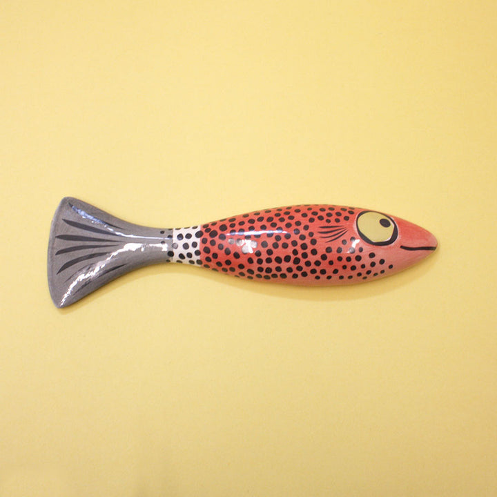 Slim Fish Ceramic Wall Art - Rich Red